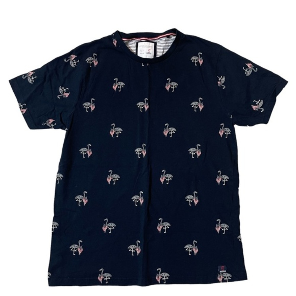 size L Denim & Flower Flamingo American Flag Tee Tshirt